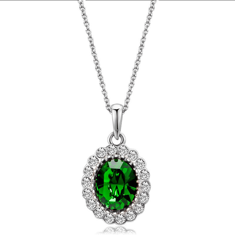 Wholesale Rhinestone and Emerald Pendant Necklace